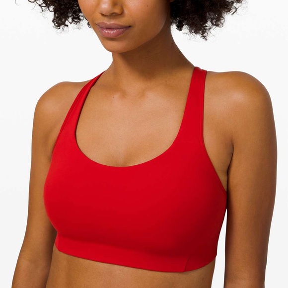 Lululemon All Powered Up Bra Size 40D Red Sports Bra Athletic *Medium Support